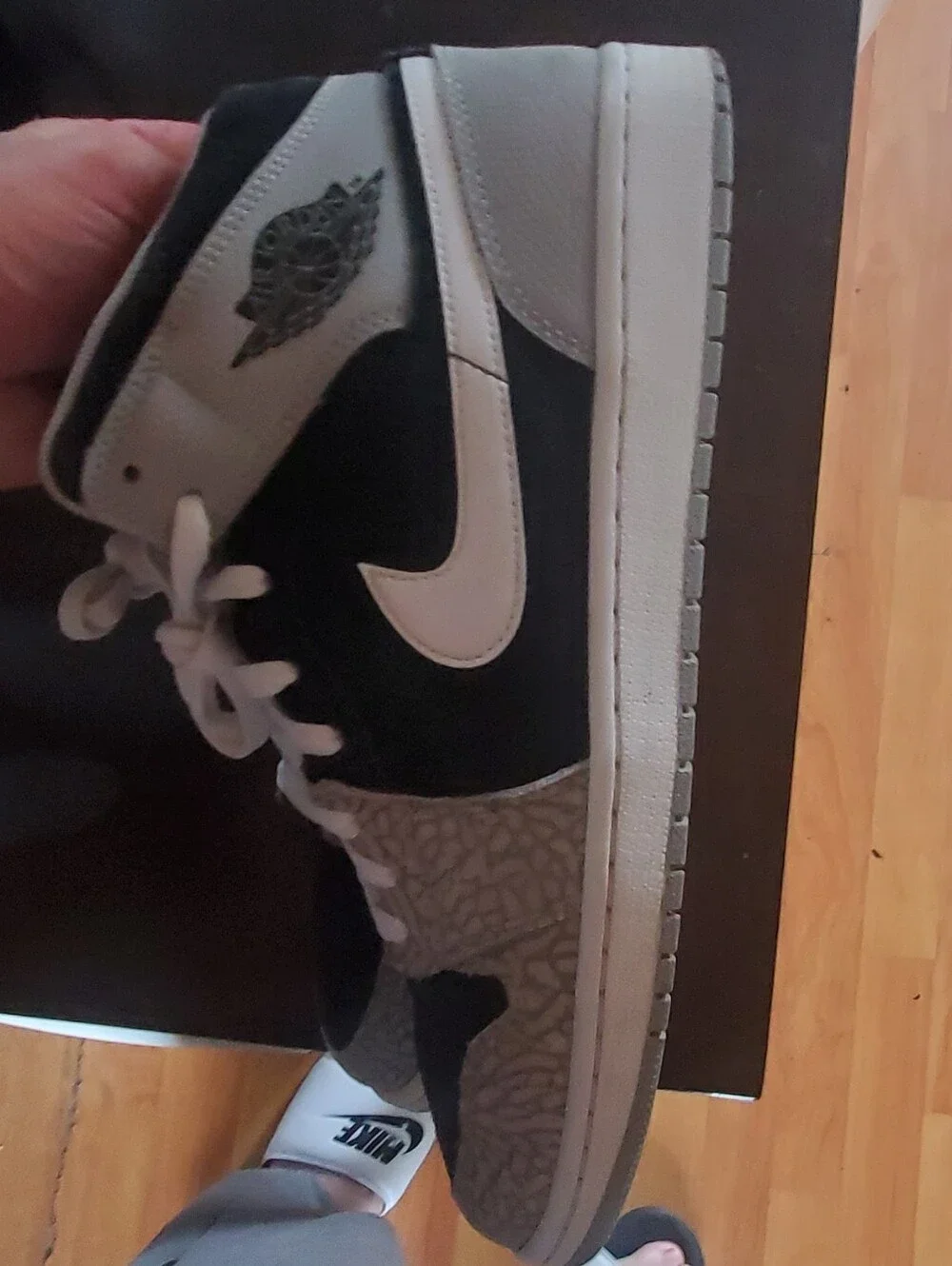 Air Jirdan Cements Mid-Top Sneakers in Black, White, Gray